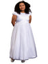 Kids Dream Big Girls White Chandelier Trim Plus Size Communion Dress 18.5-20.5 - SophiasStyle.com