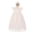 Rain Kids Baby Girls Ivory Lace Satin Tulle Overlay Bonnet Baptism Dress 0-12M - SophiasStyle.com