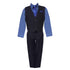Little Boys Black Navy Shirt Vest Pants Neck Tie Pocket Hanky 5 pcs Suit 2-7 - SophiasStyle.com