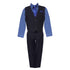 Baby Boys Black Navy Shirt Vest Pants Neck Tie Pocket Hanky 5 pcs Suit 3-24M - SophiasStyle.com