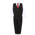 Little Boys Black White Shirt Vest Pants Neck Tie Pocket Hanky 5 pcs Suit 2-7 - SophiasStyle.com