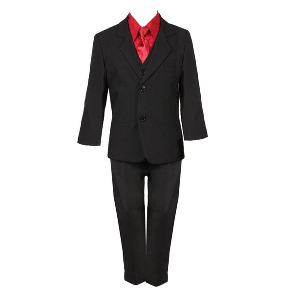 Big Boys Black Red 5 Piece Vest Jacket Pants Special Occasion Suit 8-14 - SophiasStyle.com