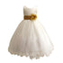 Baby Girls Ivory Gold Sash Satin Tulle 3 Layer Flower Girl Dress 12-24M - SophiasStyle.com