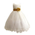Big Girls Ivory Gold Sash Satin Tulle 3 Layer Flower Girl Dress 8-14 - SophiasStyle.com