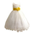 Little Girls Ivory Yellow Sash Satin Tulle 3 Layer Flower Girl Dress 2T-6 - SophiasStyle.com