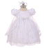 Rainkids Baby Girls White Sequins Embroidered Lace Cape Baptism Dress 0-24M - SophiasStyle.com