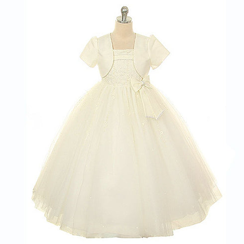 Rain Kids Ivory Sequin Rhinestone Flower Girl Dress Little Girls 2T-8 - SophiasStyle.com