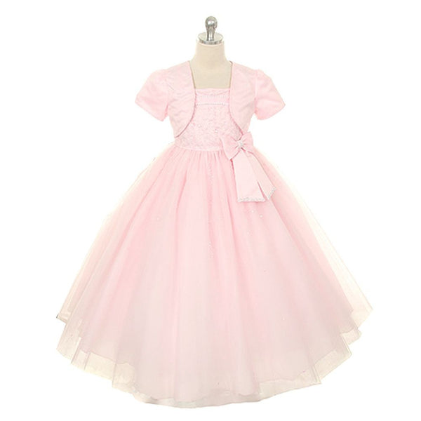 Rain Kids Pink Sequin Rhinestone Flower Girl Dress Little Girls 2T-8 - SophiasStyle.com