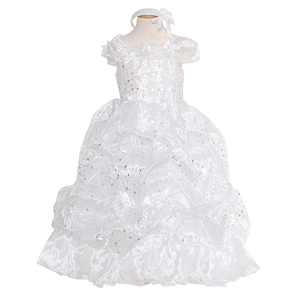 Rain Kids White Sparkling Stars Pageant Dress Toddler Girls 2T-10 - SophiasStyle.com