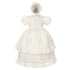 Rain Kids White Silk Lace Bonnet Baptism Dress Baby Girl 6M-24M - SophiasStyle.com