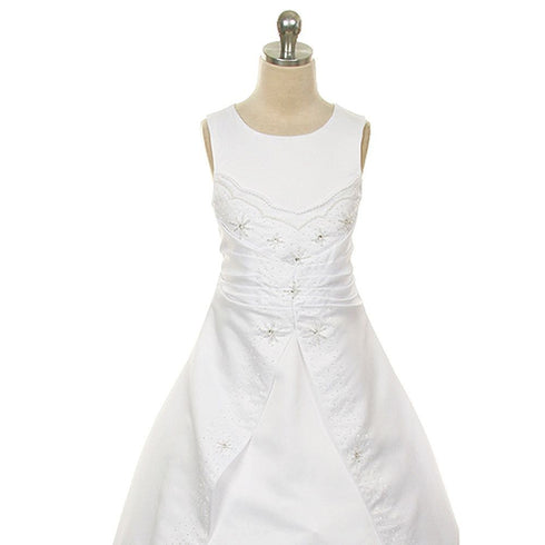 Rain Kids White Beaded Detail Special Occasion Dress Girls 4-20 - SophiasStyle.com