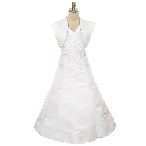 Rain Kids White Sequin Floral Special Occasion Dress Little Girls 4-20 - SophiasStyle.com