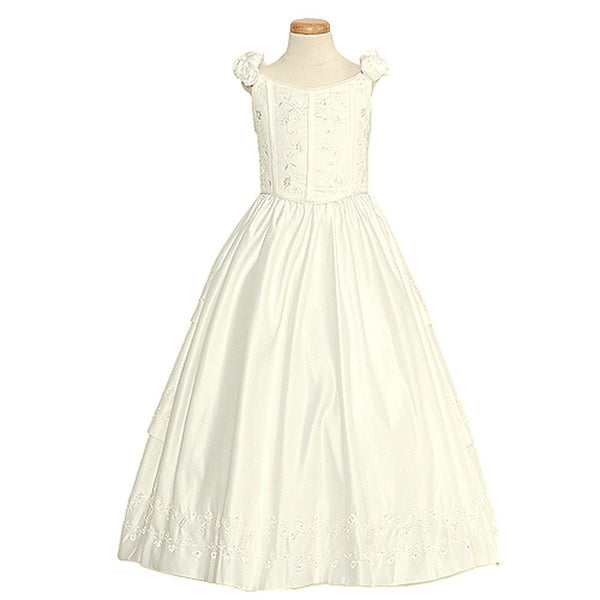 Rain Kids Ivory Satin Corset Look Zip Up Dress Flower Girl 2T-20 - SophiasStyle.com