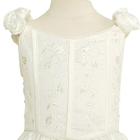 Rain Kids Ivory Satin Corset Look Zip Up Dress Flower Girl 2T-20 - SophiasStyle.com