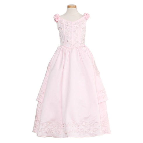 Rain Kids Pink Bridal Satin Adjustable Corset Dress Little Girl 2T-20 - SophiasStyle.com