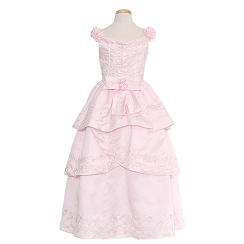 Rain Kids Pink Bridal Satin Adjustable Corset Dress Little Girl 2T-20 - SophiasStyle.com