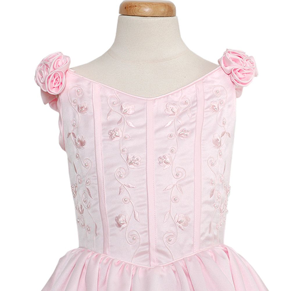white christmas dresses Rain Kids Pink Bridal Satin Adjustable Corset Dress Little Girl 2T-20