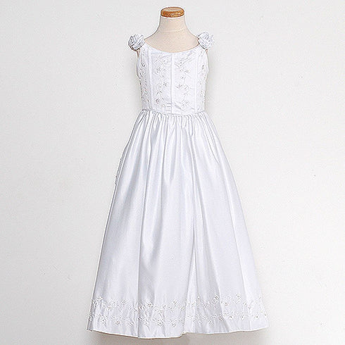 Rain Kids White Bridal Satin Adjustable Corset Dress Little Girl 2T-20 - SophiasStyle.com