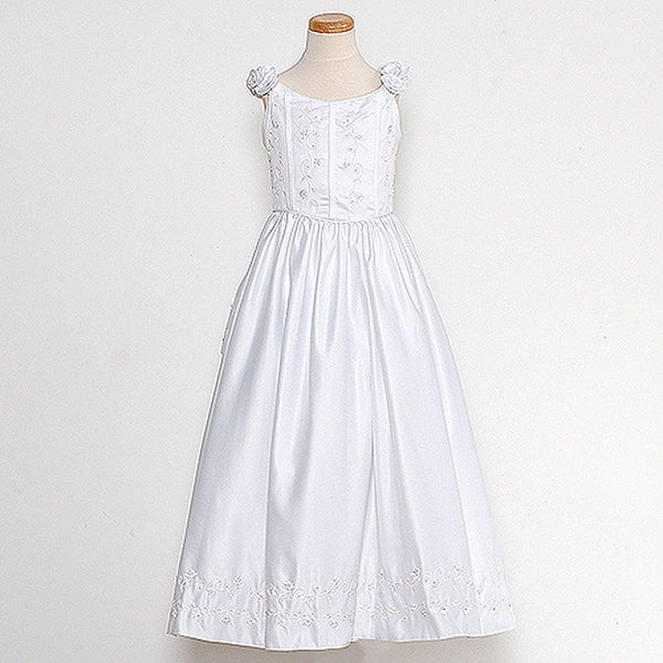 Rain Kids White Bridal Satin Adjustable Corset Dress Little Girl 2T-20 - SophiasStyle.com