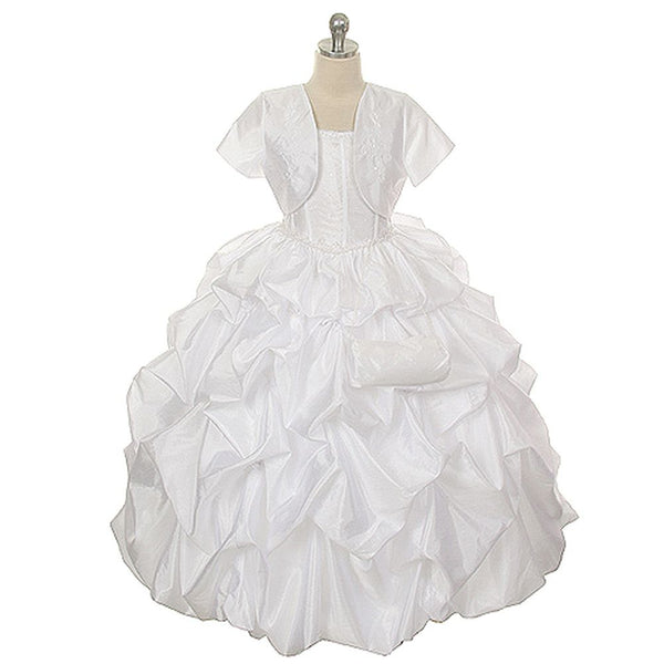 Rain Kids White Silk Taffeta Pick Up Special Occasion Dress Girl 2T-20 - SophiasStyle.com