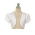 Rain Kids White Satin Rhinestone Trim Short Sleeve Bolero Girls 8-14 - SophiasStyle.com