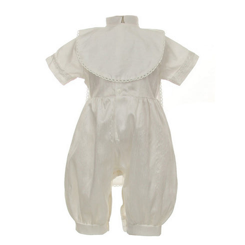 Rain Kids Little Boys Ivory Silk Button Stole Hat Baptism Romper 2-3T - SophiasStyle.com