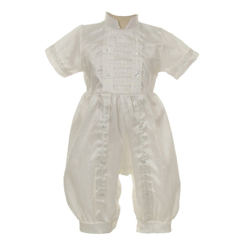 Rain Kids Little Boys Ivory Silk Button Stole Hat Baptism Romper 2-3T - SophiasStyle.com