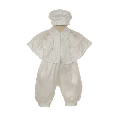 Rain Kids Little Boys White Silk Cross Cape Hat Baptism Romper Jumpsuit 2-3T - SophiasStyle.com