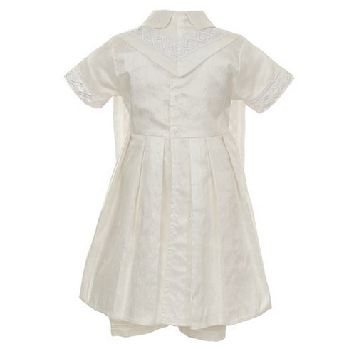 Rain Kids Baby Boys White Silk Cross Embroidered Hat Stole Baptism Romper 6-12M - SophiasStyle.com