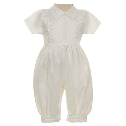 Rain Kids Baby Boys White Silk Cross Embroidered Hat Stole Baptism Romper 6-12M - SophiasStyle.com