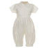 Rain Kids Baby Boys White Silk Cross Embroidered Hat Stole Baptism Romper 6-12M - SophiasStyle.com