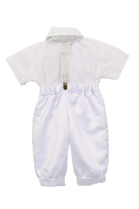 Rain Kids Little Boys White Satin Shorts Cotton Shirt Baptism Outfit Set 2-4 - SophiasStyle.com