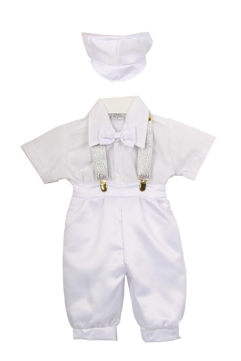 Rain Kids Little Boys White Satin Shorts Cotton Shirt Baptism Outfit Set 2-4 - SophiasStyle.com
