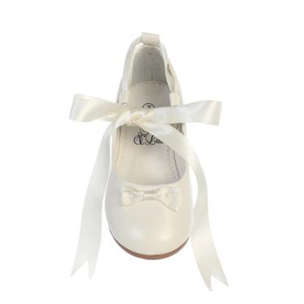 Lito Girls Ivory Satin Ribbon Ballerina Flats Occasion Dress Shoes 13 Kids - SophiasStyle.com