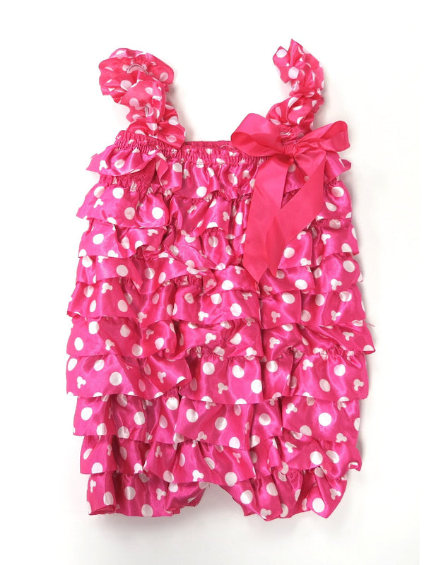 Little Girls Beige Bow Detail Ruffle Satin Romper 24M-4 - SophiasStyle.com