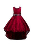 Rain Kids Girls Multi Color Beaded Full Lace Hi-Low Flower Girl Dress 4-14 - SophiasStyle.com