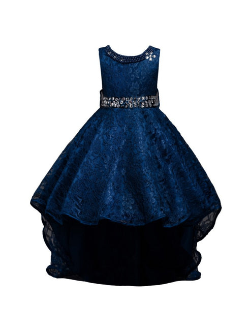 Rain Kids Girls Multi Color Beaded Full Lace Hi-Low Flower Girl Dress 4-14 - SophiasStyle.com