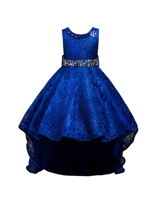 Rain Kids Girls Multi Color Beaded Full Lace Hi-Low Flower Girl Dress 4-14 - SophiasStyle.com