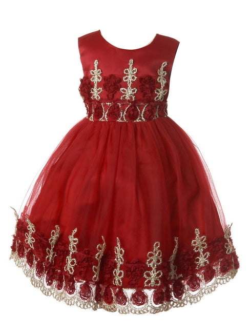 Rain Kids Baby Girls Multi Color Floral Applique Flower Girl Dress 6-24M - SophiasStyle.com