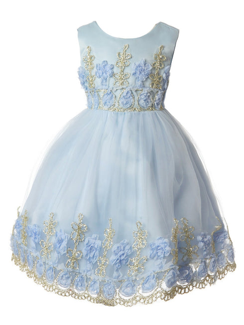 Rain Kids Baby Girls Multi Color Floral Applique Flower Girl Dress 6-24M - SophiasStyle.com