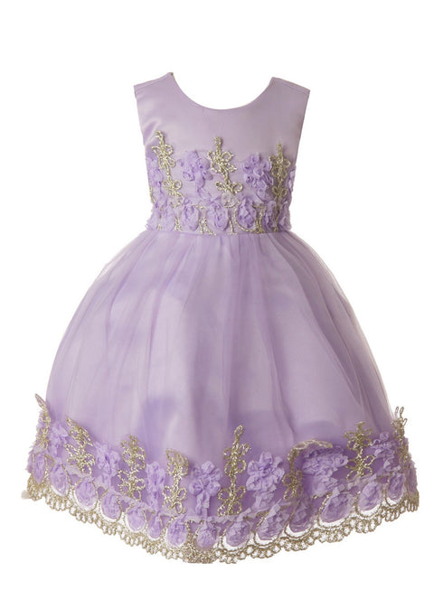 Rain Kids Baby Girls Multi Color Floral Applique Flower Girl Dress 6-24M - SophiasStyle.com