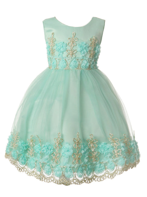 Rain Kids Baby Girls Multi Color Floral Applique Flower Girl Dress 6-24M - SophiasStyle.com