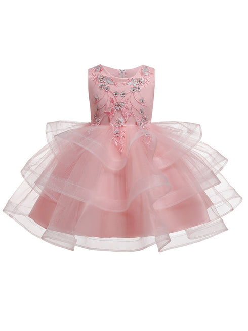 Rain Kids Girls Multi Color Floral Applique Tulle Skirt Christmas Dress 12M-8 - SophiasStyle.com