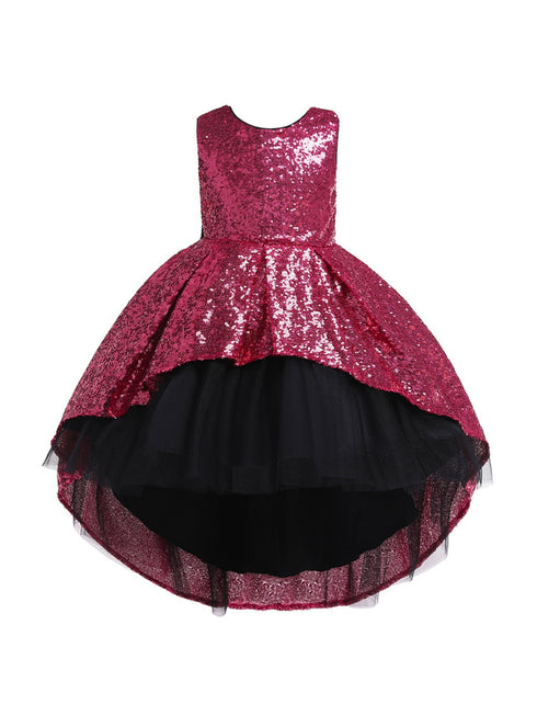 Rain Kids Girls Multi Color Sequin Hi-Low Skirt Tulle Christmas Dress 3-10 - SophiasStyle.com