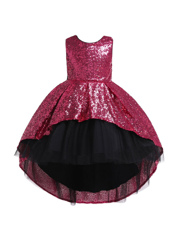 Rain Kids Girls Multi Color Sequin Hi-Low Skirt Tulle Christmas Dress 3-10 - SophiasStyle.com