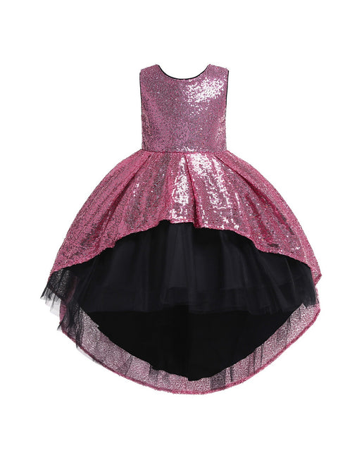 Rain Kids Girls Multi Color Sequin Hi-Low Skirt Tulle Christmas Dress 3-10 - SophiasStyle.com