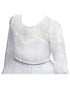 Rainkids Big Girls White Lace Long Sleeve Illusion Neck Communion Dress 7-16 - SophiasStyle.com