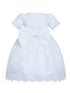 Rainkids Little Girls White Pearl Lace Bonnet Full Length Christening Gown 0-4 - SophiasStyle.com