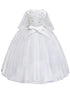 Rainkids Big Girls White Sheer Sleeve Lace Applique Tulle Communion Dress 7-16 - SophiasStyle.com