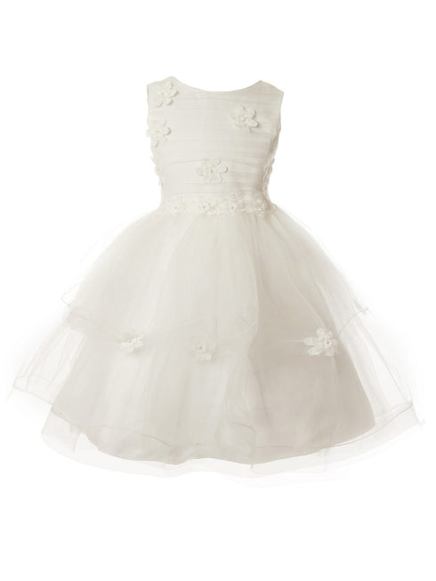 Rain Kids Girl Multi Color Delicate Flower Applique Special Occasion Dress 3-10 - SophiasStyle.com